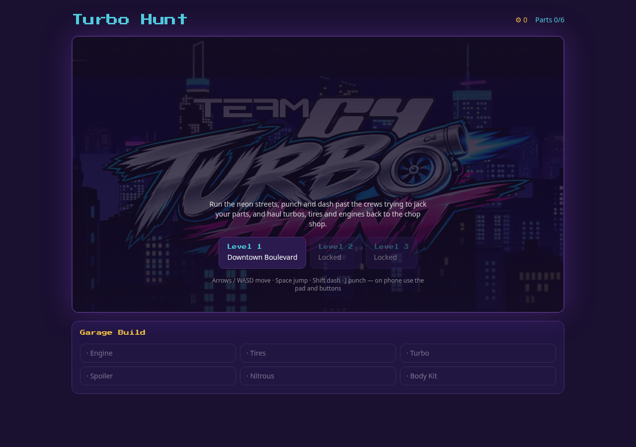 Turbo Hunt — Level Select